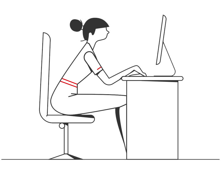 Cartoon of person sitting at a desk working on a laptop Cartoon of person sitting at a desk working on a laptop