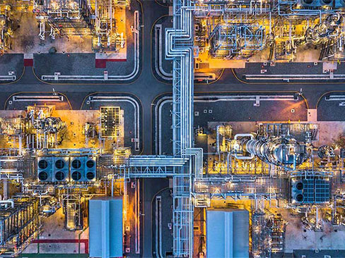 Birds-eye-view of a factory